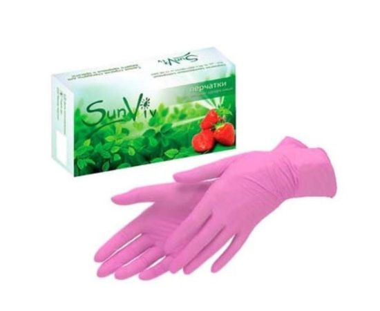 Перчатки нитрил розовые S SunViV 100 шт упк Перчатки нитрил розовые S SunViV 100 шт упк