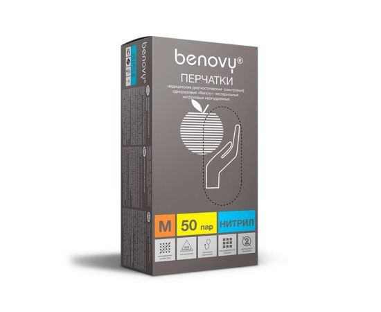 Перчатки нитрил. L Benovy, черные, 100 шт/упак.